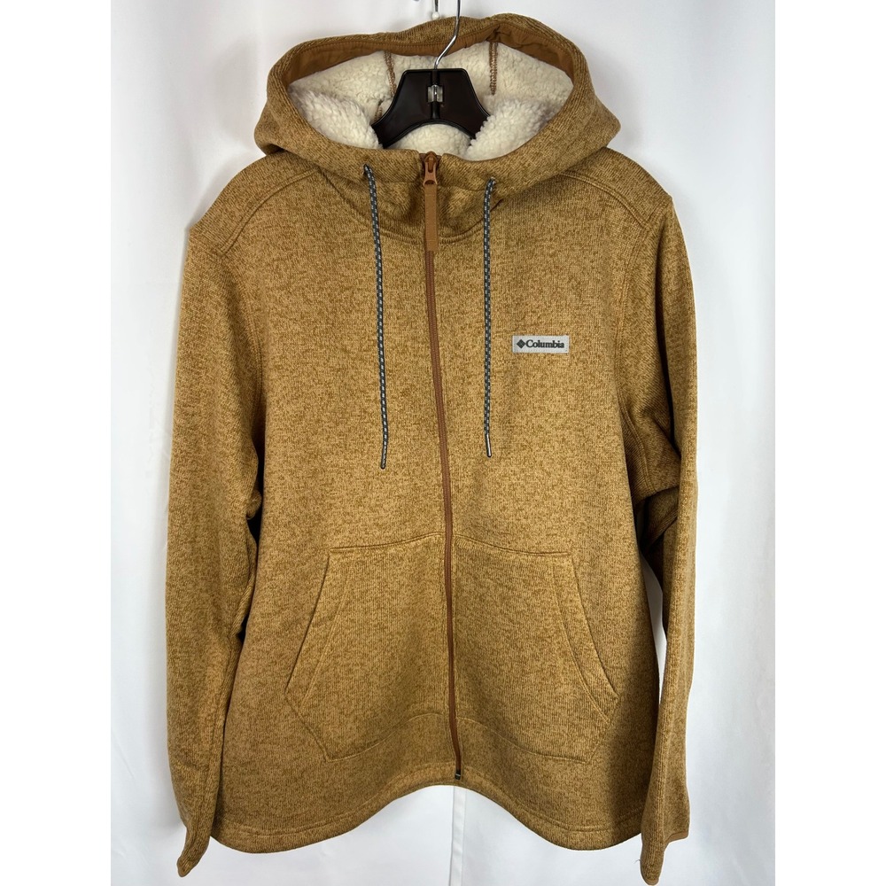 Columbia Sweater Face Sherpa Lined Full Zip Hoodie Tan Heather Gorpcore XL